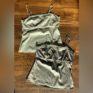 New York & Company faux silk & lace camisole pair